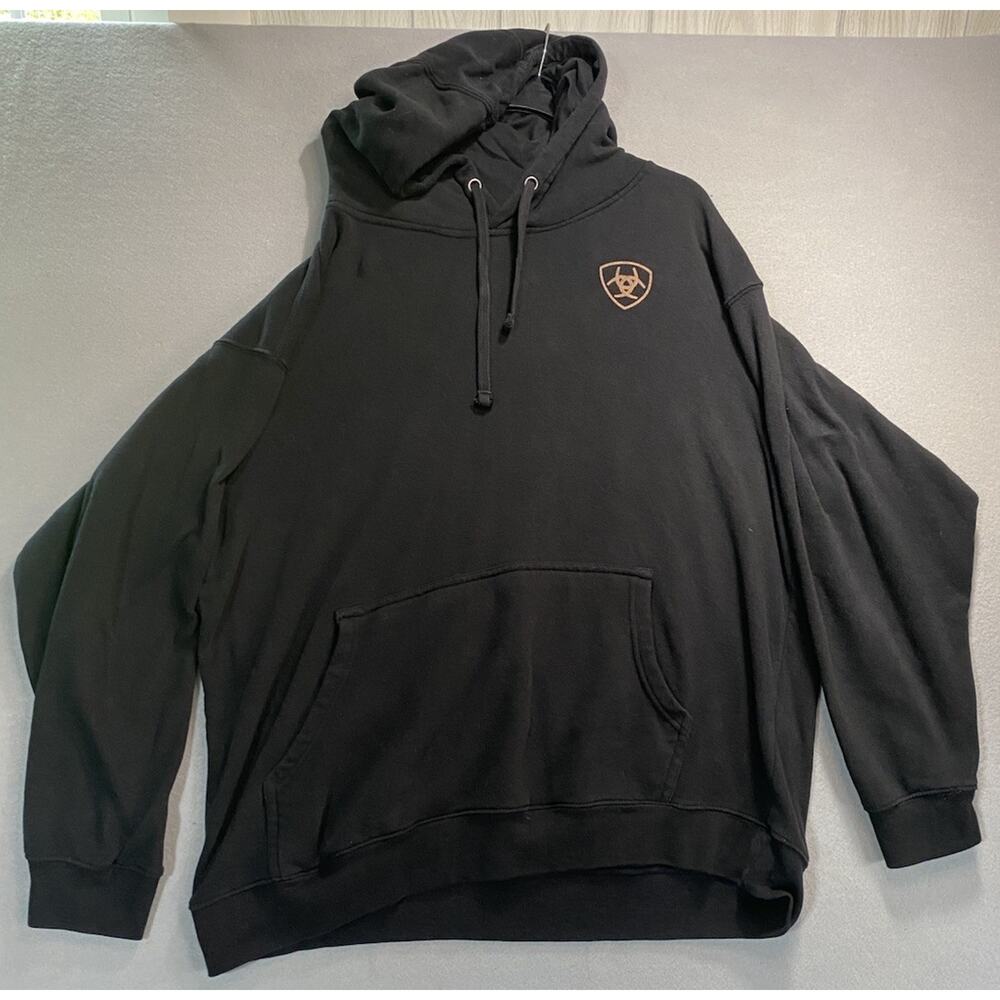 Ariat Hoodie Sweatshirt Men’s XXL Tall Black Pullover Flag